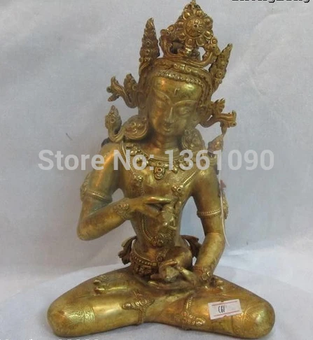 

xd 00668 9"Tibet Amazing Buddhism 100 Bronze 24K Gold Dragon Vajradhara Buddha Statue