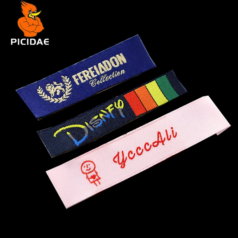 

Custom Clothing Label Collars Sleeves Sides Washed Labels Cotton Yarn Satin Weaving Silk Screen Printed Pattern Color Size Style