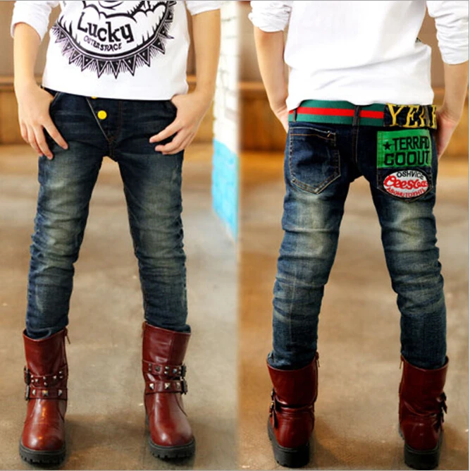 Kids Boys Denim Pants Casual Children Jeans Fashion Long Trousers Clothes 2-14Y