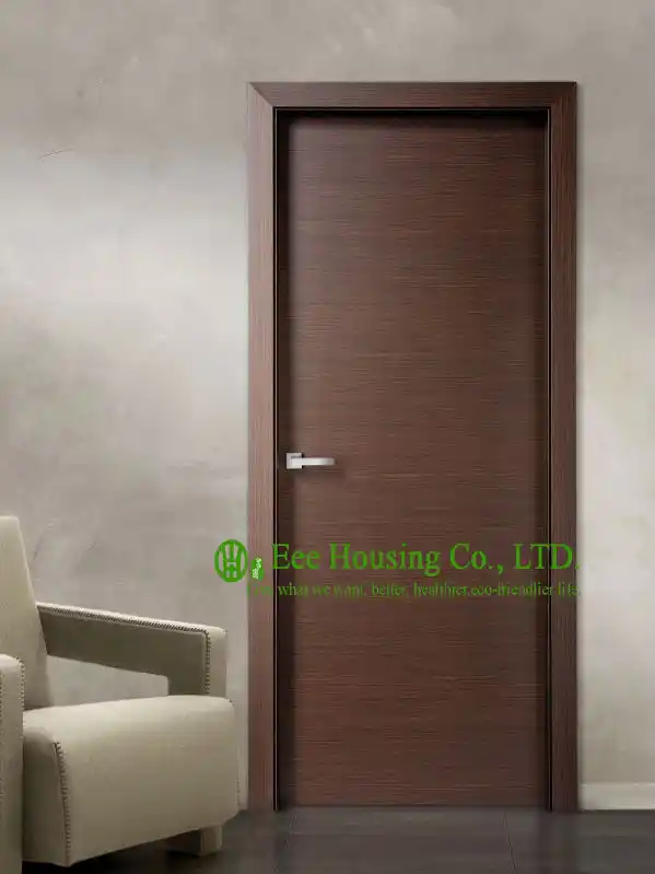 Modern Flush Wood Door For Sale Walnut Veneer Interior