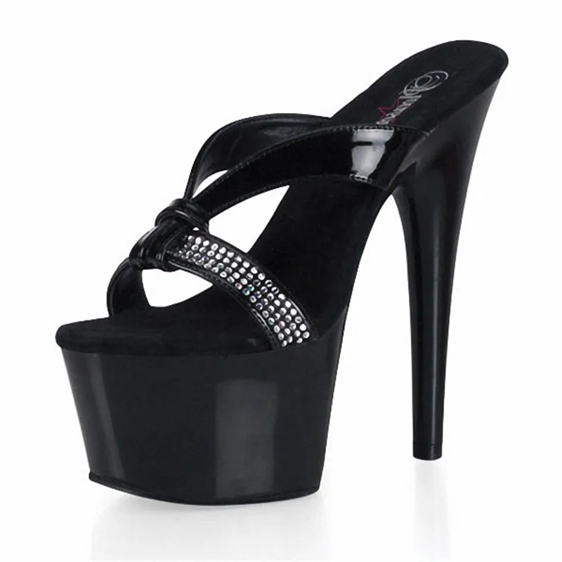 17 cm platform sandals with rhinoceros straps 7 inch sexy party dancing slippers