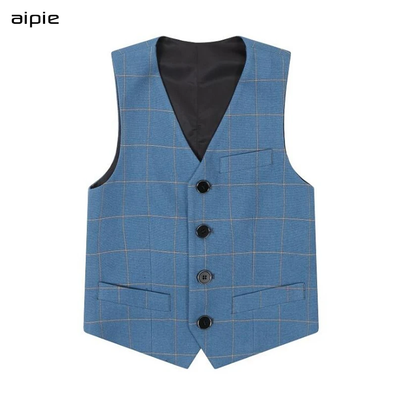 Promotion Children Boys Vests European and American classics Plaid Formal Dress V Neck Vests For