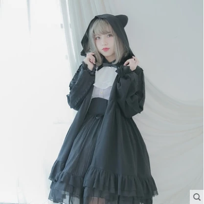Dolley Lolita Volants Manches Manteau Femmes À Noir Foncé Sweet Métal Princesse Lanterne Chat Delly D'origine dolly En 0037 Glissière Vent TP5SwOx