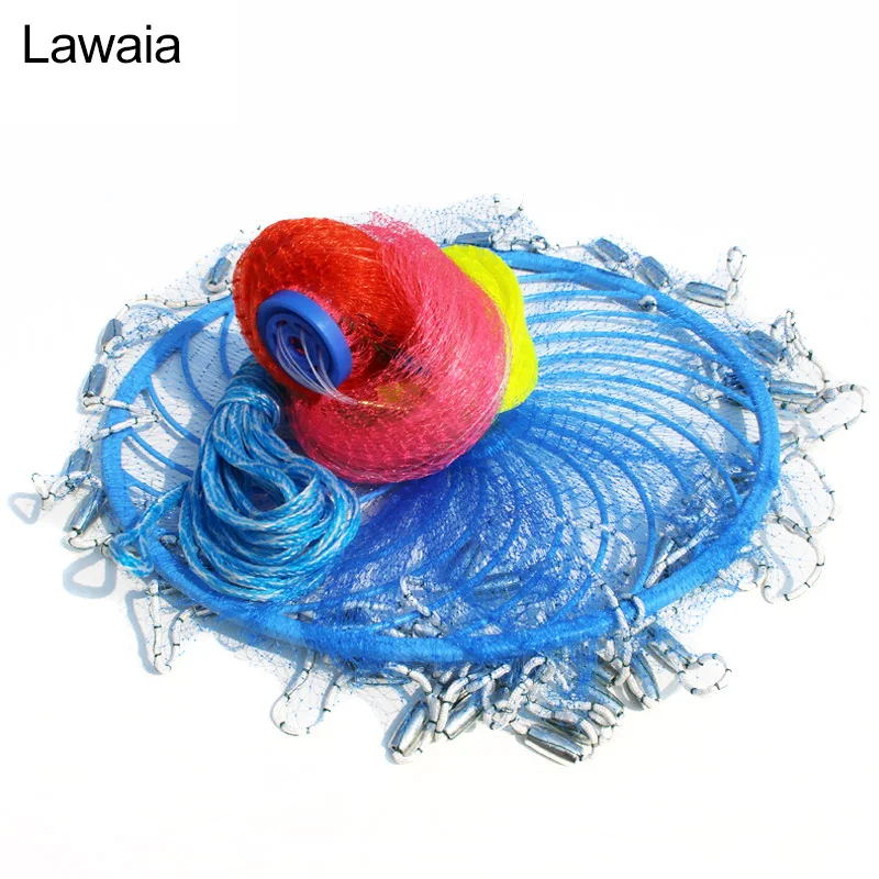 

Lawaia Fly Fishing Net Hand Cast Net Five Colored Fishing Nets American Style Beautiful Cast Network with Blue