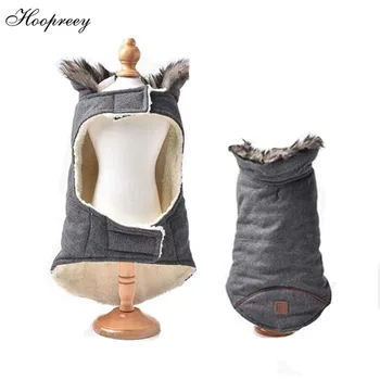 

French Bulldog Winter Small Dog Clothes Thicken Warm Fleece Soft Dog Coat Cotton Parkas Fur Collar Vest with Traction Hole 10A