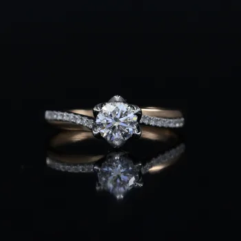 

LASAMERO 0.503CT FG/SI Round Cut Natural Diamond Ring For Women 18k White Gold 2 Tone Gold Certified Engagement Wedding Ring