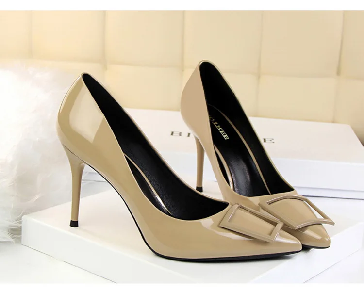 BIGTREE/обувь; женские туфли-лодочки; весенняя женская обувь на высоком каблуке; свадебные туфли из лакированной кожи на каблуке «рюмочка» с острым носком; женские вечерние туфли на каблуке