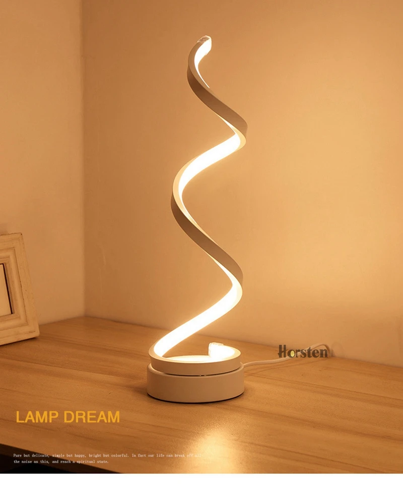 Creative Art Decoration 24W LED Table Lamp Acrylic Spiral Table Light Bedroom Bedside Lamp Home Lighting Fixture (1)