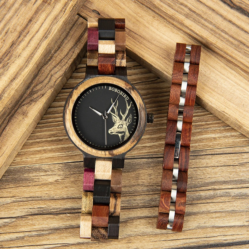 BOBO BIRD красочные деревянные женские часы с браслетом relogio feminino кварцевые наручные часы для женщин в подарочной коробке Баян кол саати V-P14