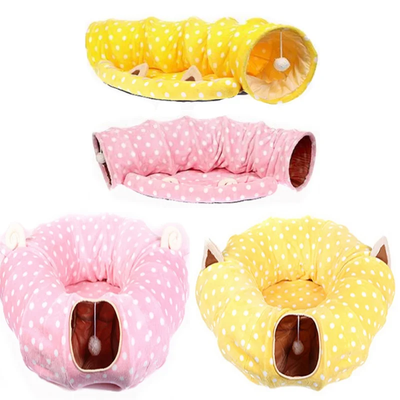 

Cats Comfortable Bed Deep Cave Playing Toy Half Full Moon Shape Resting Sleeping Mat Fluffy Folding Indoor Pet Products For Cats