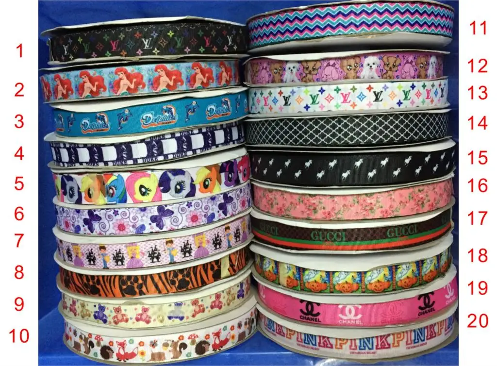 

Dobro 20 Choices 7/8" 22mm Popular Printed Grosgrain Ribbons for DIY Craft Party Decoration Gift Packaging,100 Yards