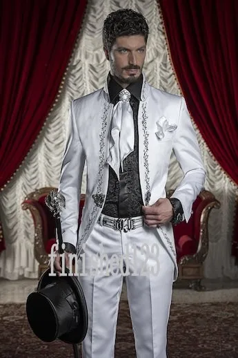 Embroidery Groom Tuxedos Men/'s Suits White Groomsman//Best Man Wedding//Prom Suits
