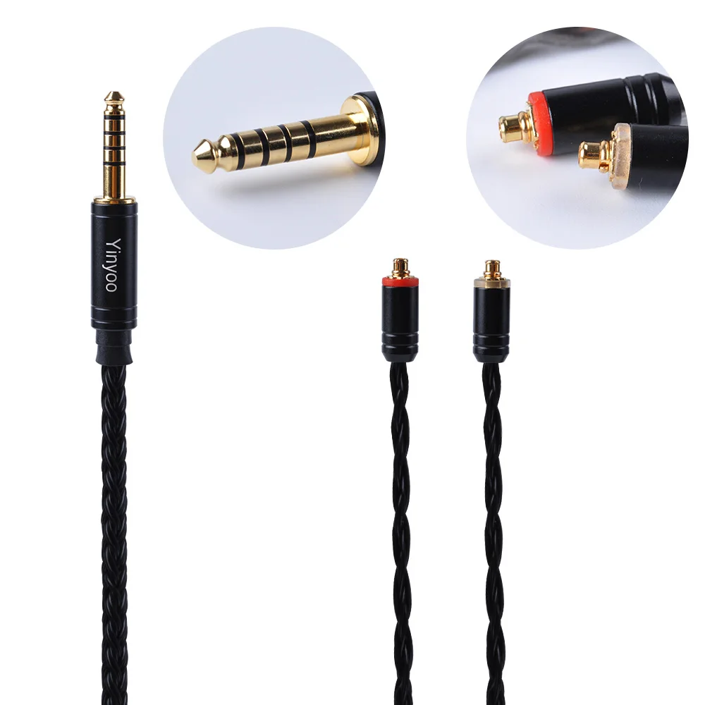 Yinyoo 16 Core посеребренный кабель 2,5/3,5/4,4 мм сбалансированный кабель для обновления наушников с MMCX/2Pin для плотным верхним ворсом KZ ZST AS10 CCA HQ8 RX8 лампа указателя - Цвет: MMCX 4.4