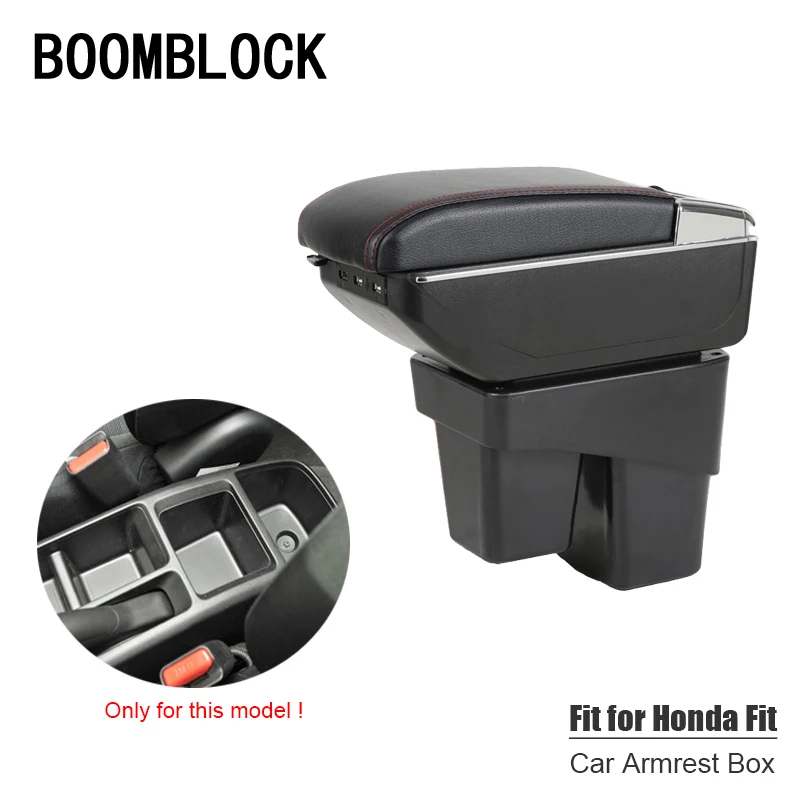 Auto Car Armrest Box Modified For Honda Fit Jazz 2018 2017 2016 2014 USB Cup Holder Ashtray