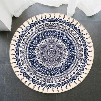 

100cm Round carpet mandala home decorative parlor bedroom Area rugs, thicken flannel anti-slip water absorb, 3 sizes floor mat