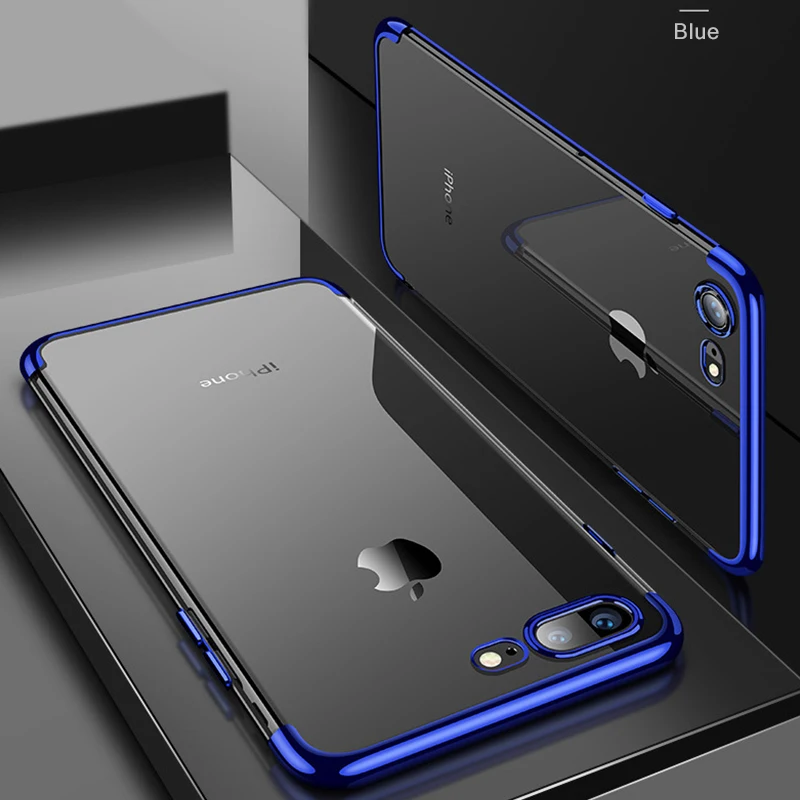 Умный Прозрачный чехол для iPhone 7, 8, 6, 6 S, 6 S Plus, X, Ten, 10, XS, Max, XR, мягкий чехол для телефона из ТПУ, защитный чехол для iPhone - Цвет: Blue