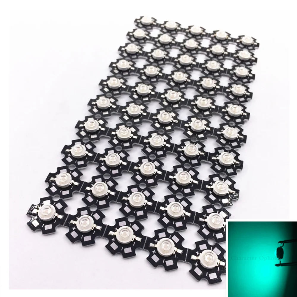 

100PCS 3W High Power cyan 490nm LED Emitter 70lm 3.2-3.4V with 20mm star pcb