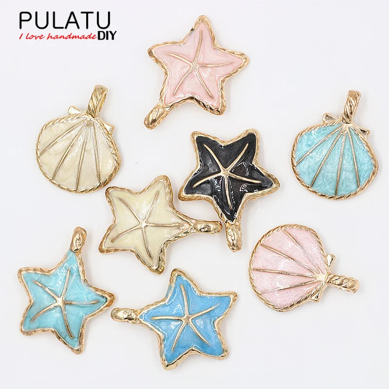 

PULATU Multicolor Enamel Starfish Shells Pendant for Bracelet Necklace DIY Jewelry Making Accessories PJ0026