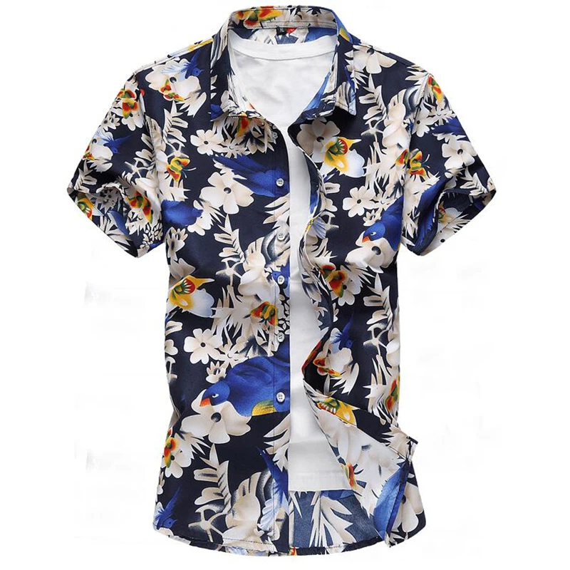 Разноцветные рубашки мужская одежда рубашки с короткими рукавами Camisa Masculina Летние Гавайские повседневные мужские рубашки с цветочным принтом 7XL