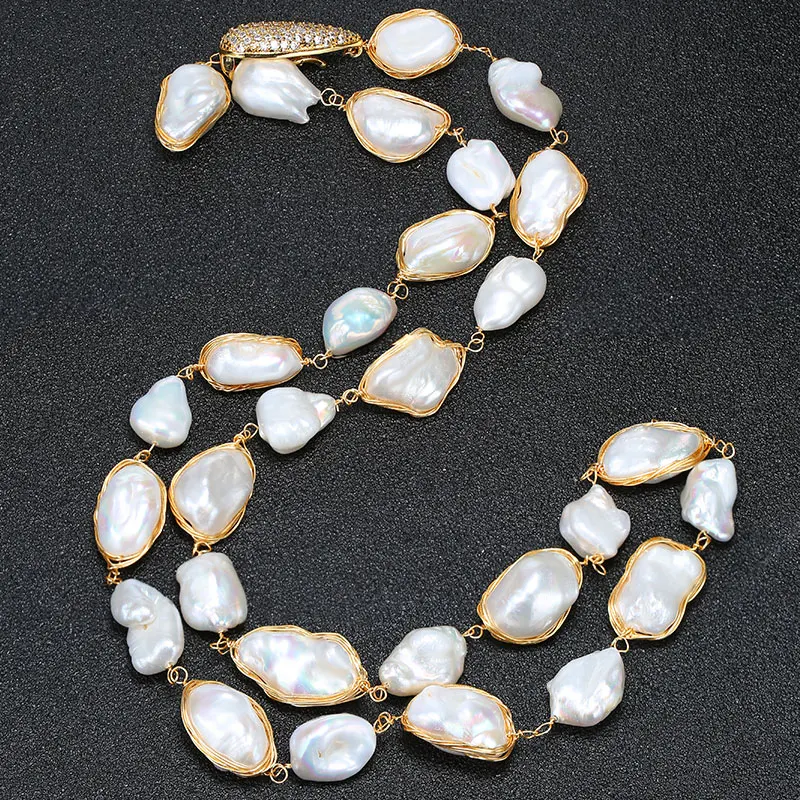 

2019 Sale Charm Women 68cm Necklace 12-13mm Freshwater Pearl Long Design Necklace Handmade Gift For Women Luxury Jewelry