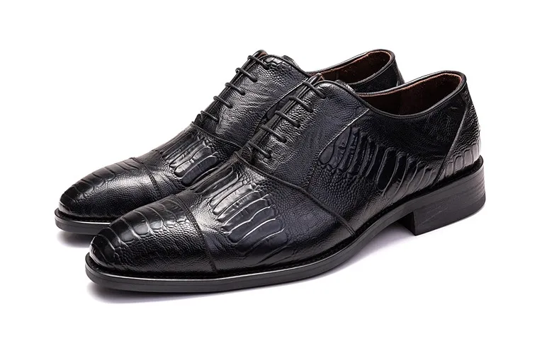 

Popular Men New Style Genuine Leather Handmade Snakeskin pattern Pleated Business Dress Shoes Men Youth Breathbale Oxfords