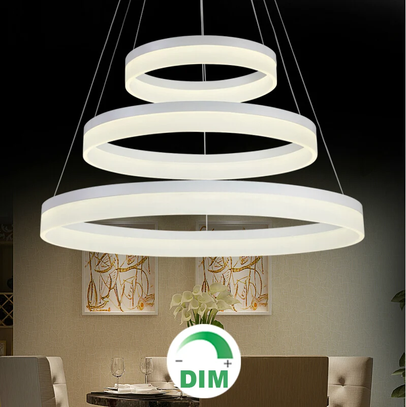 Modern round ring circular dimming LED chandelier light Dimmable