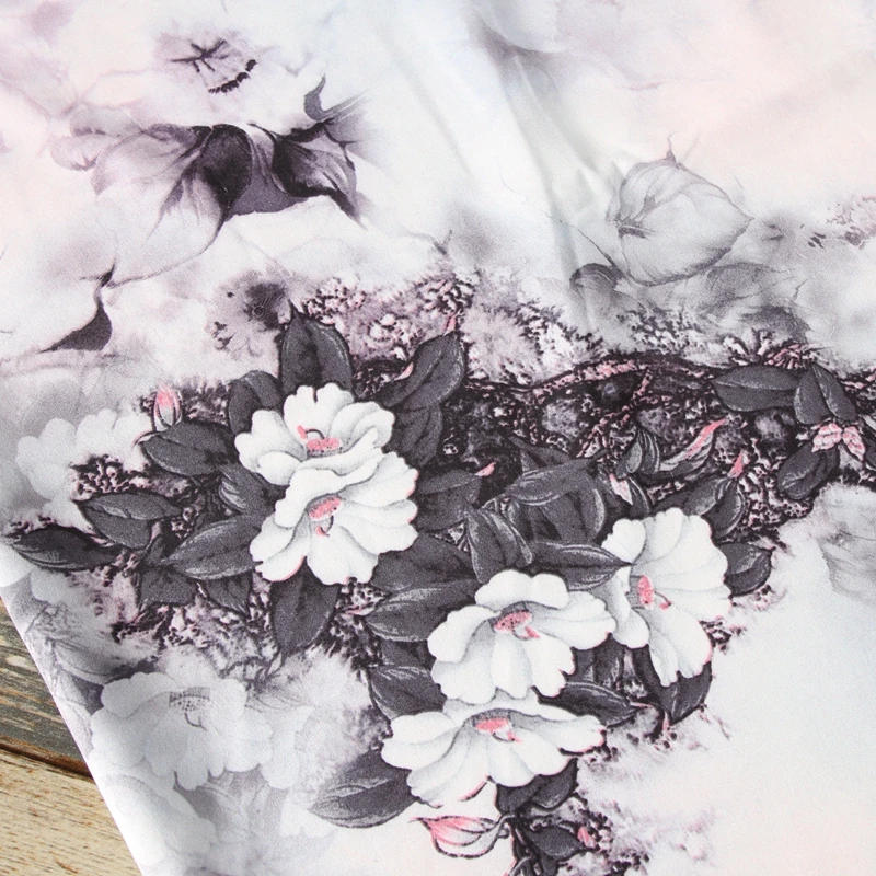 FYS55 1 метр белые цветы шелковая ткань китайский стиль ткань для Cheongsam Gambiered Кантонская марлевая ткань Шелковый шарф ткань сделай сам