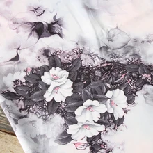 FYS55 1 метр белые цветы шелковая ткань китайский стиль ткань для Cheongsam Gambiered Кантонская марлевая ткань Шелковый шарф ткань сделай сам