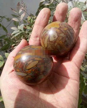 

YM 326 2pc 49mm Natural Bamboo stone Jasper CRYSTAL SPHERE BALL