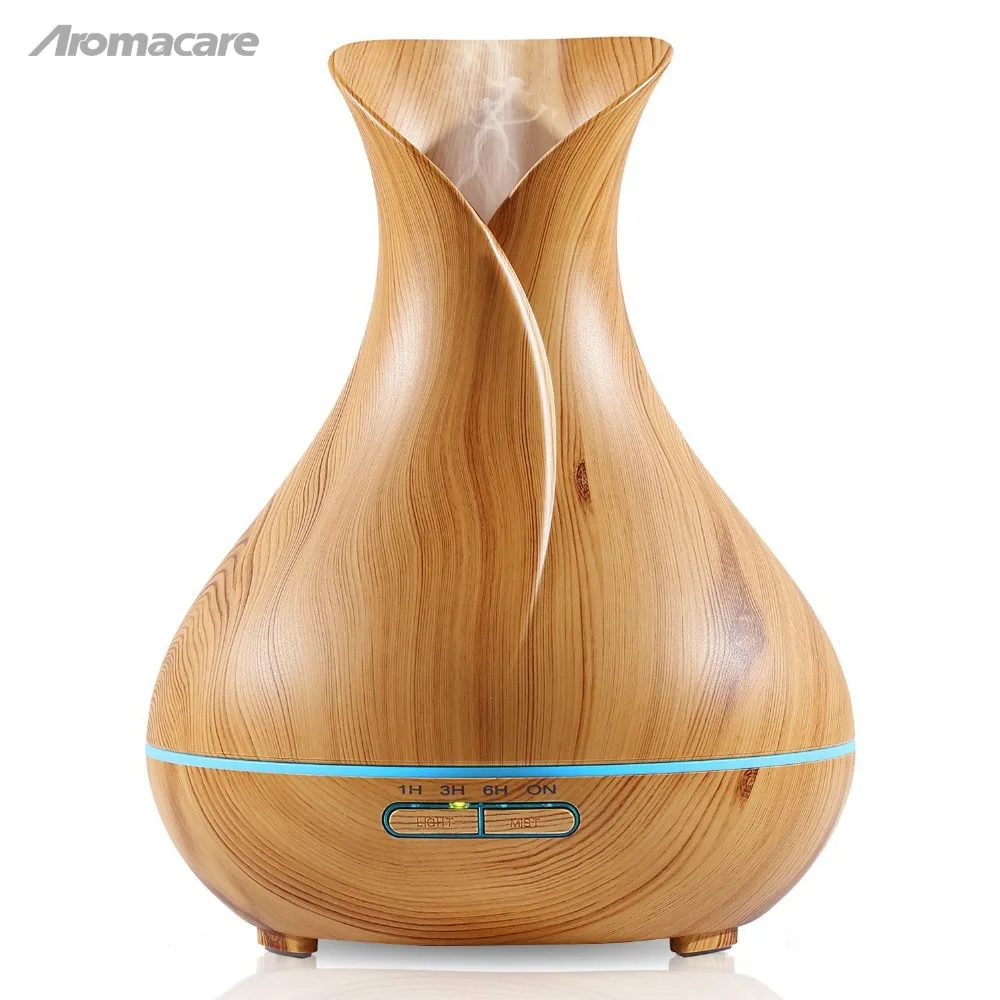 

Aromacare 400ml Oil Diffuser Humidifier Shipping Free Ultrasonic Wood Grain Aromatherapy Essential Oil Diffuser Cool Air Mist