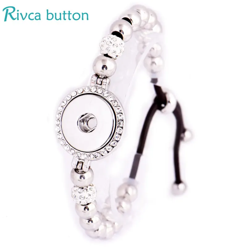 Rivca оснастка Кнопка ювелирный Регулируемый браслет 18 мм металлическая талисманы