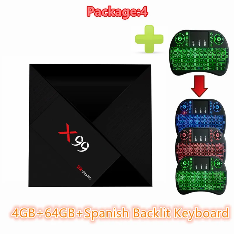 4G 64G I8 ES Backlit HAAYOT 2019X99 Android 7,1 ТВ приставка RK3399 шесть ядер 4 ГБ ОЗУ 64 Гб ПЗУ с голосовым пультом дистанционного управления 2,4/5G WiFi Super UHD 4K смарт-приставка - Цвет: 4G 64G I8 ES Backlit