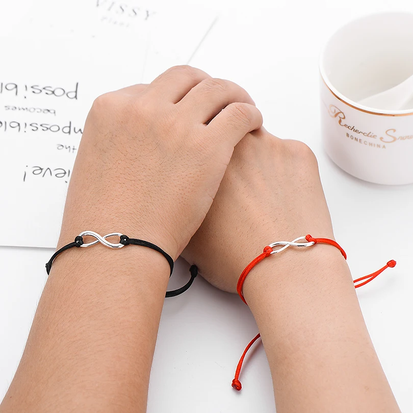 Love Infinity Bracelet bracelet jewelry 2pcs/set Together Forever For Lovers Red String Couple Bracelets Women Men's Wish Jewelry Gift Pipitree