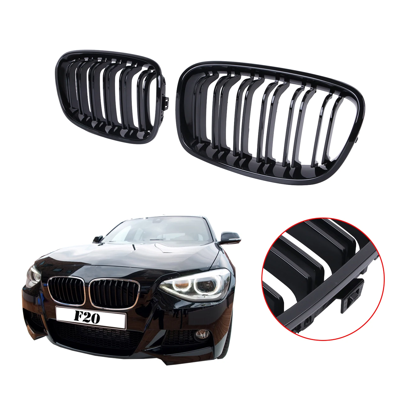 Double Slat Front Grille Kidney Shape Grill For Bmw F20 F21 118i 120i 125i 2010 2014 Glossy Black Case Grill For Bmw Front Grillkidney Grill Aliexpress