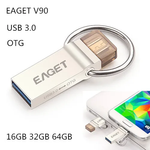 Официальный EAGET V90 USB флешка OTG Смартфон накопитель Micro USB флешки USB 3,0 High Скорость 64 ГБ Флешка USB Stick