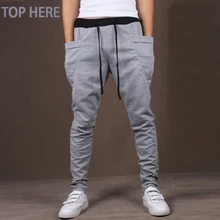 Pantalones de los hombres ocasionales venta caliente único bolsillo grande de hip hop Outwear Casual Hombres Joggers Harem Pants Ropa de Deporte de Calidad SUPERIOR AQUÍ(China (Mainland))
