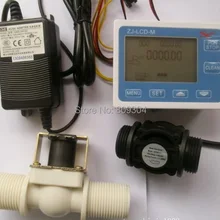 G" поток воды Управление цифровой ЖК-дисплей Дисплей+ потока Сенсор переключатель счетчика+ Мощность адаптер+ электромагнитный клапан