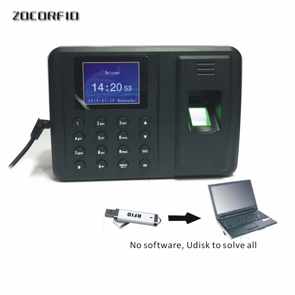 So easy  biometric fingerprint punch usb time clock office attendance recorder timing employee machine reader Voice English