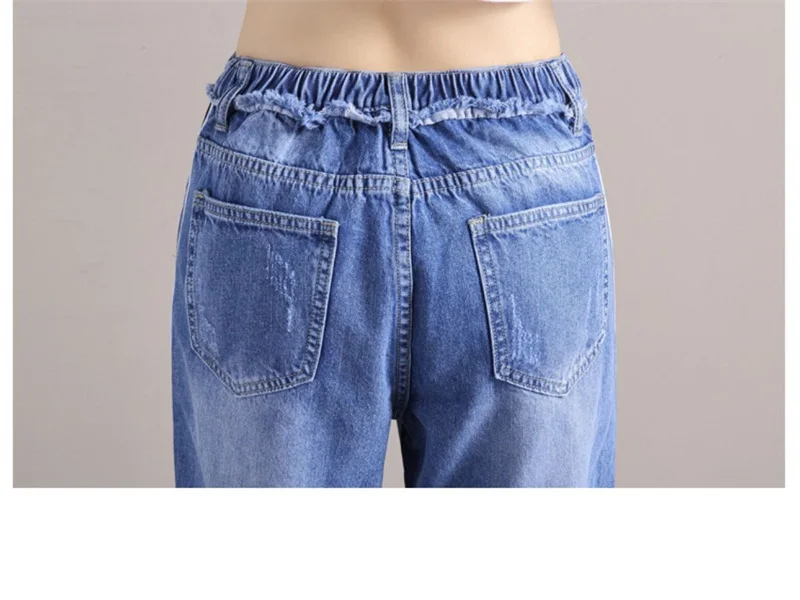2019 модные джинсы для женщин женские с высокой талией повседневное Винтаж новые свободные манжеты джинсовые синий ботильоны длина широкие
