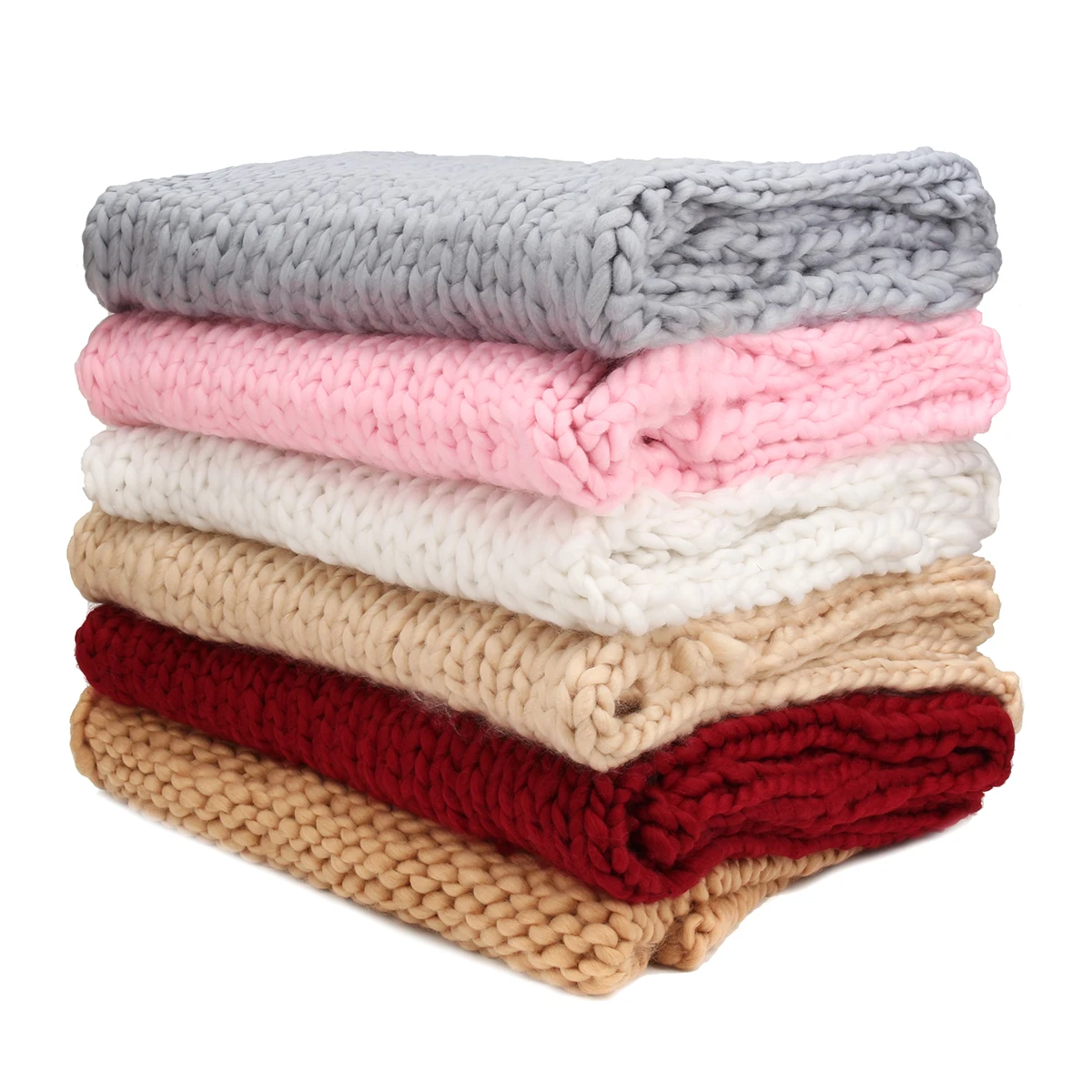 

Chunky Thick Yarn Knit Throw Blankets Knitted Blanket Plaids for Winter Bed Sofa Soft Ultra Plush Bedroom Decor 100x120cm