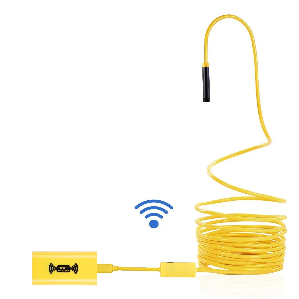 Câmera de Endoscopia Câmera de Inspeção Ip68 à Prova Amarelo Suporte Iphone Android Super Luz d' Água Cobra Endoscópio Rígido 110b 1200 p 7 cameras camera