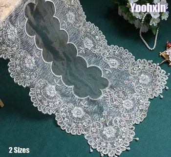 

Luxury gold sequin Embroidery bed Table Runner cloth cover dining Lace tea coffee tablecloth Placemat Christmas Wedding decor