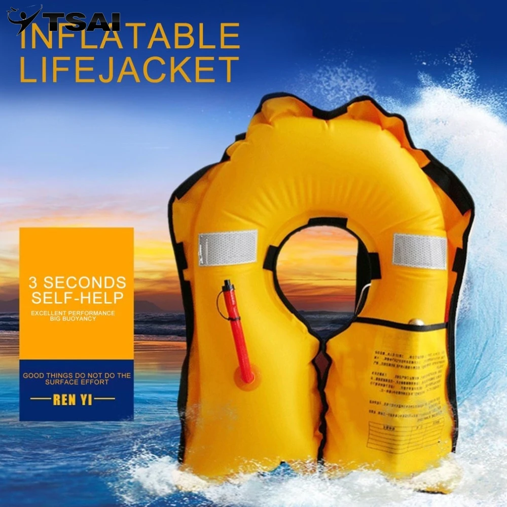 

Adult Inflatable Life Jackets Rescue Vest Safe Waterproof 150N Outdoor Water Sports Fishing Boating Buoy Accessory