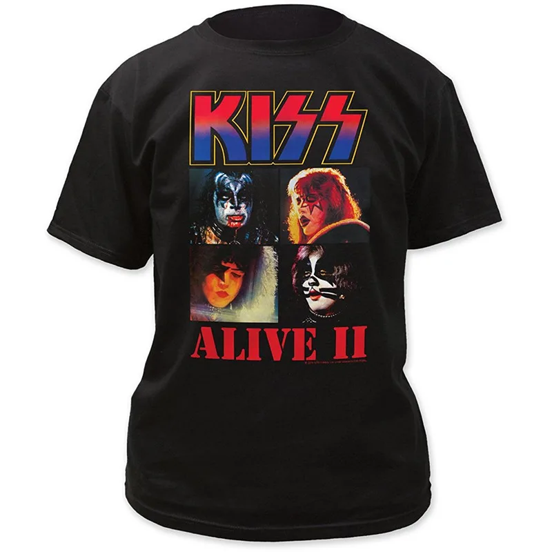 Пользовательские футболки дешевые женские Kiss Alive 2 Ii короткие Графический с
