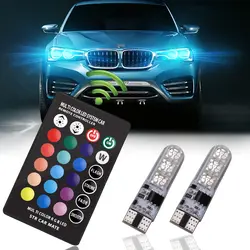 2x T10 W5W светодиодная rgb-лампа Габаритные фонари для автомобиля для Ford Focus 1 2 3 Fiesta Ranger Mondeo 4 Kuga C-Max Ecosport с удаленным Управление