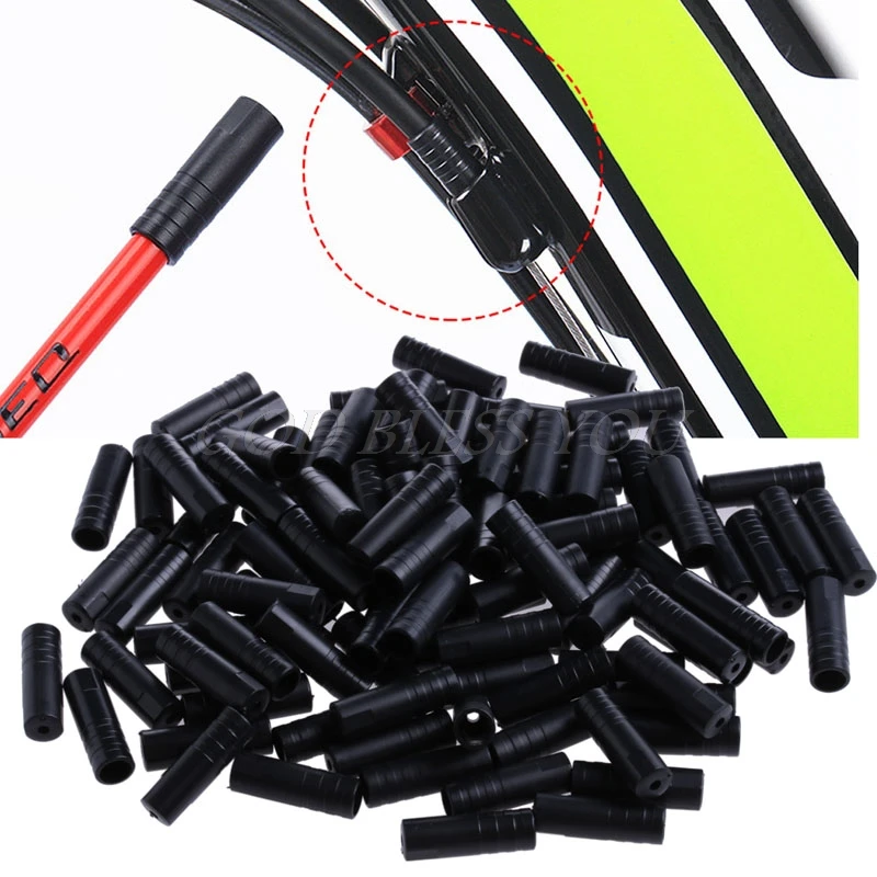 

100Pcs Bike Bicycle Cycling Brake Cable Crimps Housing Plastic End Tips Caps 4mm Bicycle Parts
