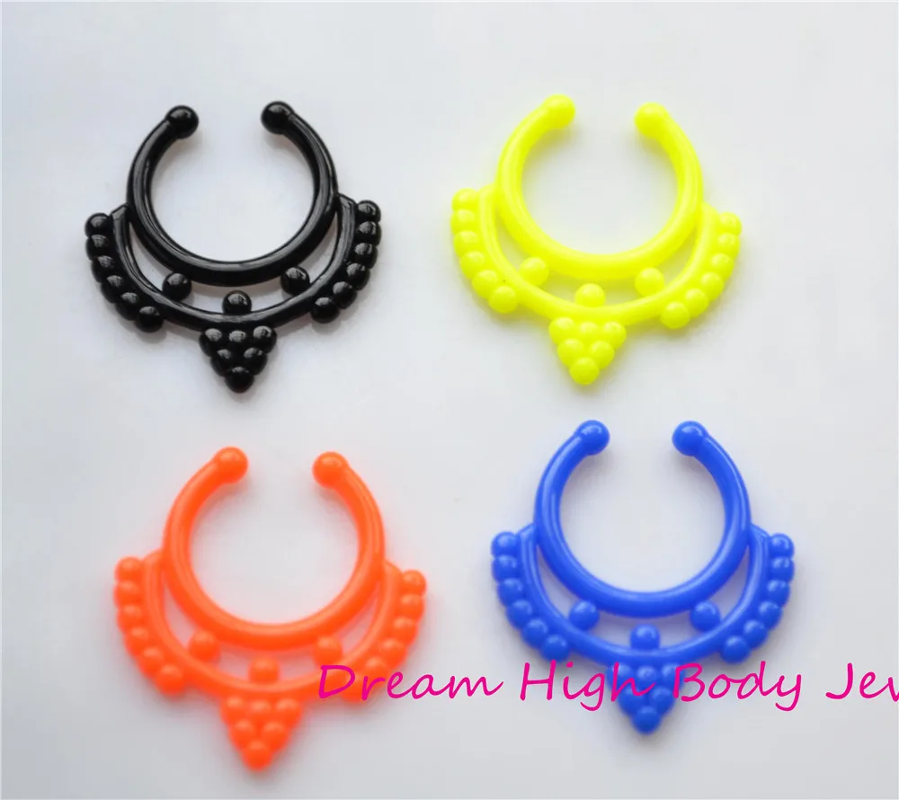 New Arrive Septum Nose Ring Acrylic Fake Body Piercing Jewelry Clicker Non Hanger Clip On Studs For Girl Women | Украшения и