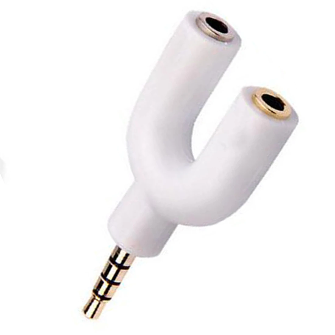 

3.5mm Stereo Splitter White U Shape Audio 1 Male to 2 Female Earphone Headset + Microphone Adapter for PC IPhone Smartphone Pad