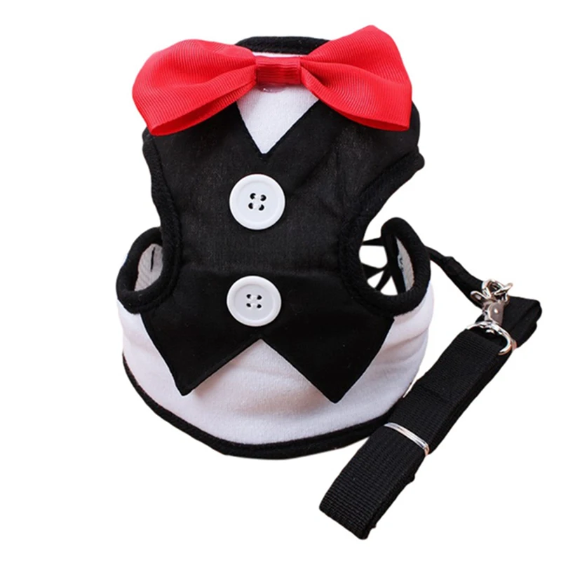 

Pet Dog Harness Leash Set Dog Vest for Small Medium Dogs Bow Tie Formal Dress Plaid Puppy Harness Chest Strap Chihuahua