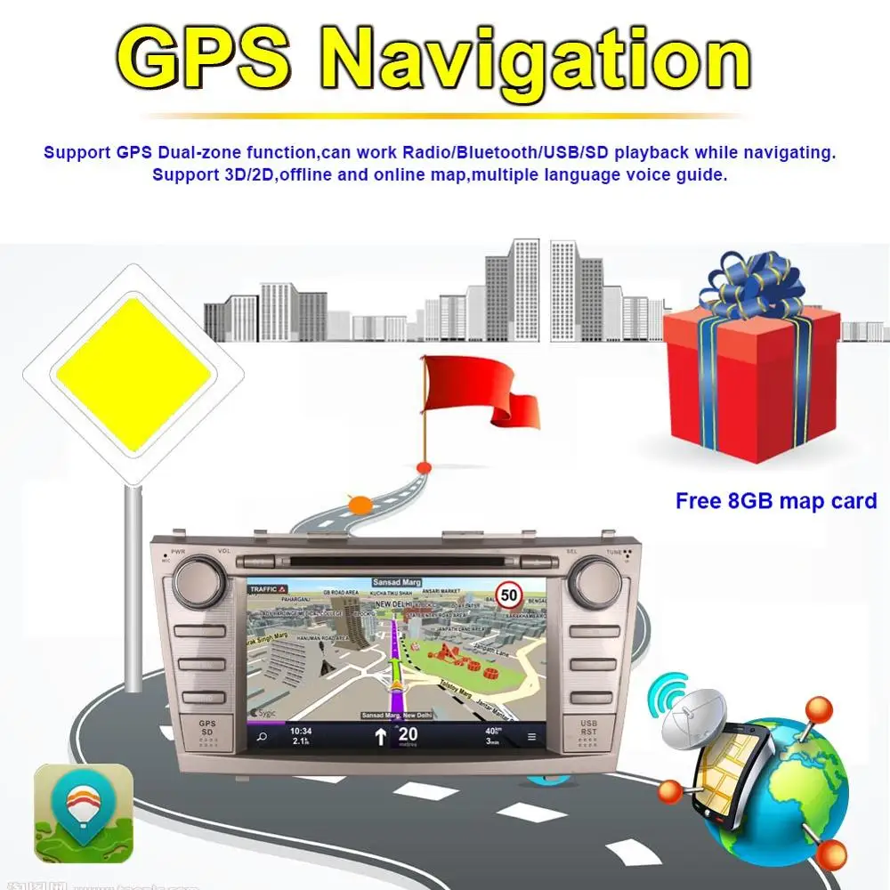 Discount Android 7.1/8.0 Octa Core 4GB RAM Car GPS Navigation DVD Multimedia Player For Toyota Camry 2007-2011 Radio Stereo Head Unit 5